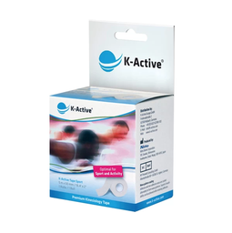 [KT67001WH] K-ACTIVE SPORT Kinesiologinen teippi 5m Yksilöllinen laatikko (Valkoinen)