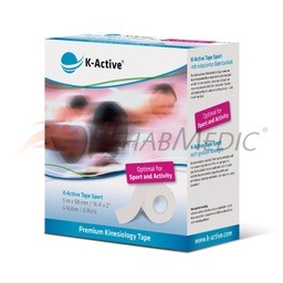 [KT67006WH] K-ACTIVE SPORT Kinesiologische Tape 5m Doos met 6 rollen (Wit)