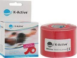[KT67011RD] K-ACTIVE SPORT Kinesiologinen teippi 5m Yksilöllinen laatikko (Punainen)