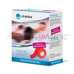 [KT67016RD] K-ACTIVE SPORT Kinesiologinen teippi 5m 6 rullaa (Punainen)
