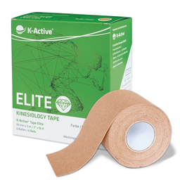 [KT68046TN] K-ACTIVE ELITE Kinesiologinen teippi 5m 6 rullaa (Beige)