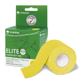 [KT68081YL] K-ACTIVE ELITE Kinesiologinen teippi 5m Yksilöllinen laatikko (Keltainen)